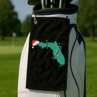 Santa Hat And Lights State Outline Christmas In Florida Golf Towel thumb 2