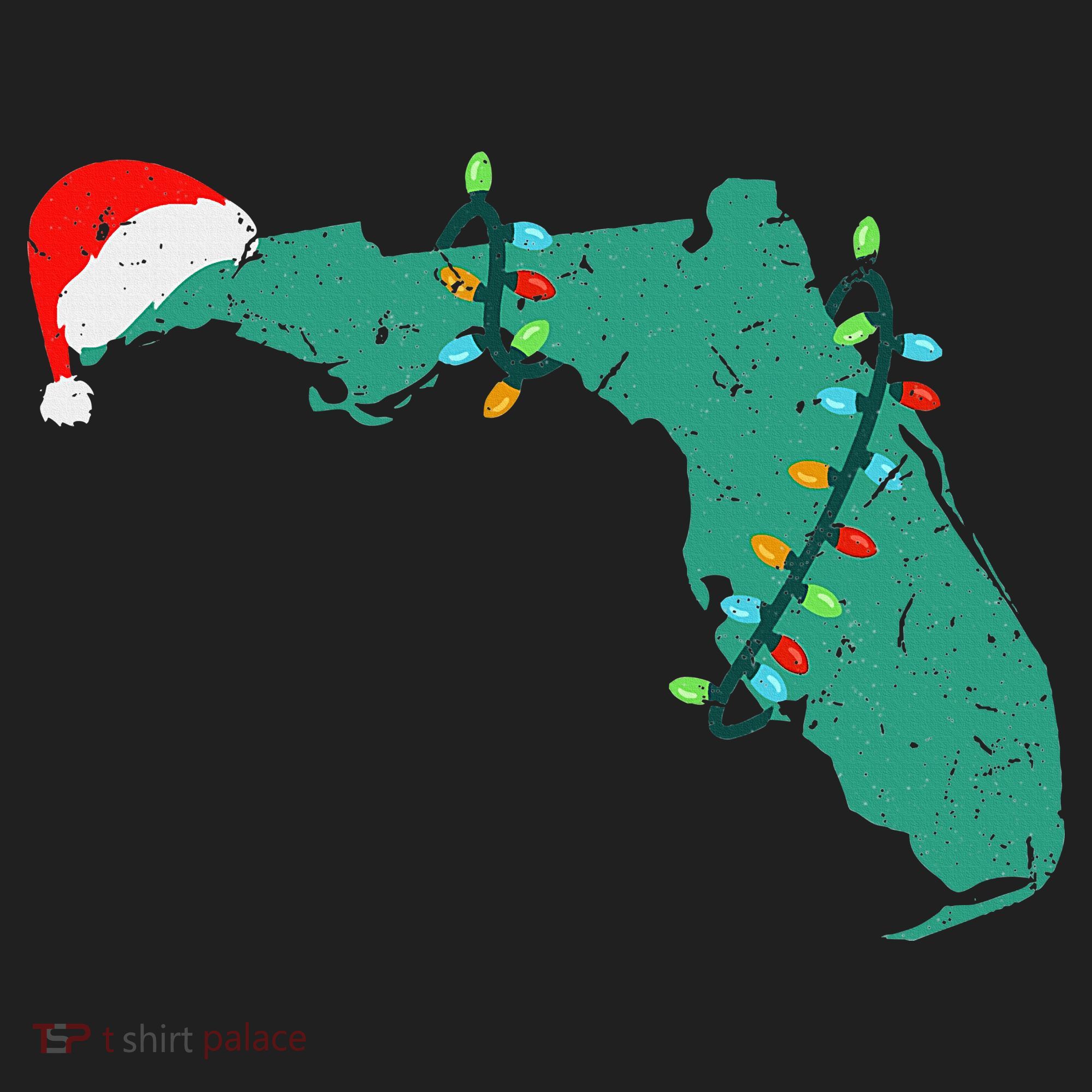 Santa Hat And Lights State Outline Christmas In Florida Golf Towel