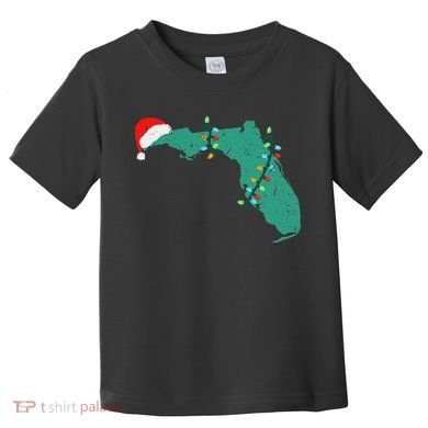 Santa Hat And Lights State Outline Christmas In Florida Toddler T-Shirt