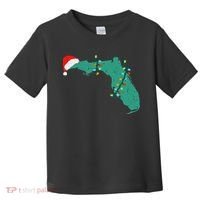 Santa Hat And Lights State Outline Christmas In Florida Toddler T-Shirt thumb 0