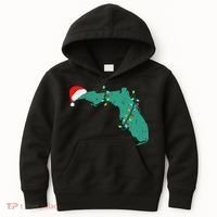Santa Hat And Lights State Outline Christmas In Florida Kids Hoodie thumb 0