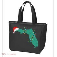 Santa Hat And Lights State Outline Christmas In Florida Tote Bag thumb 3