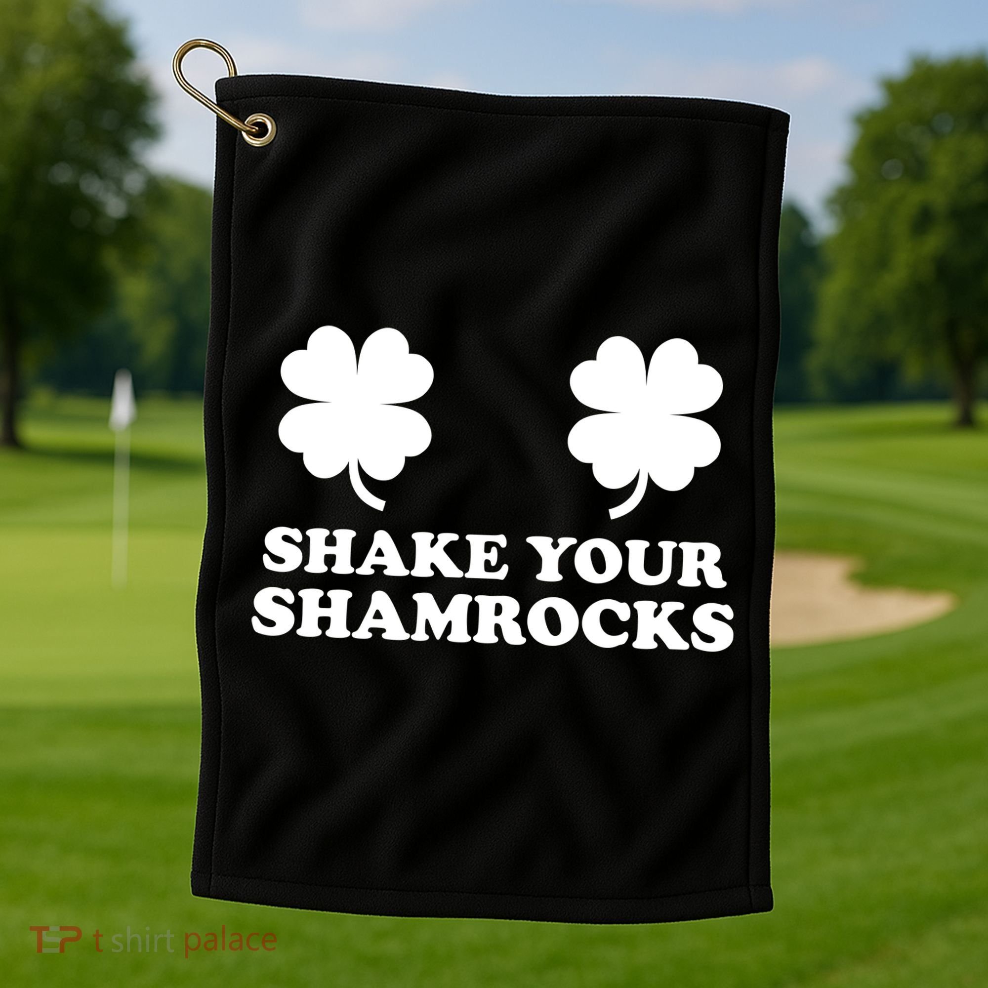 Shake Your Shamrocks St. Patrick's Day Clover Golf Towel