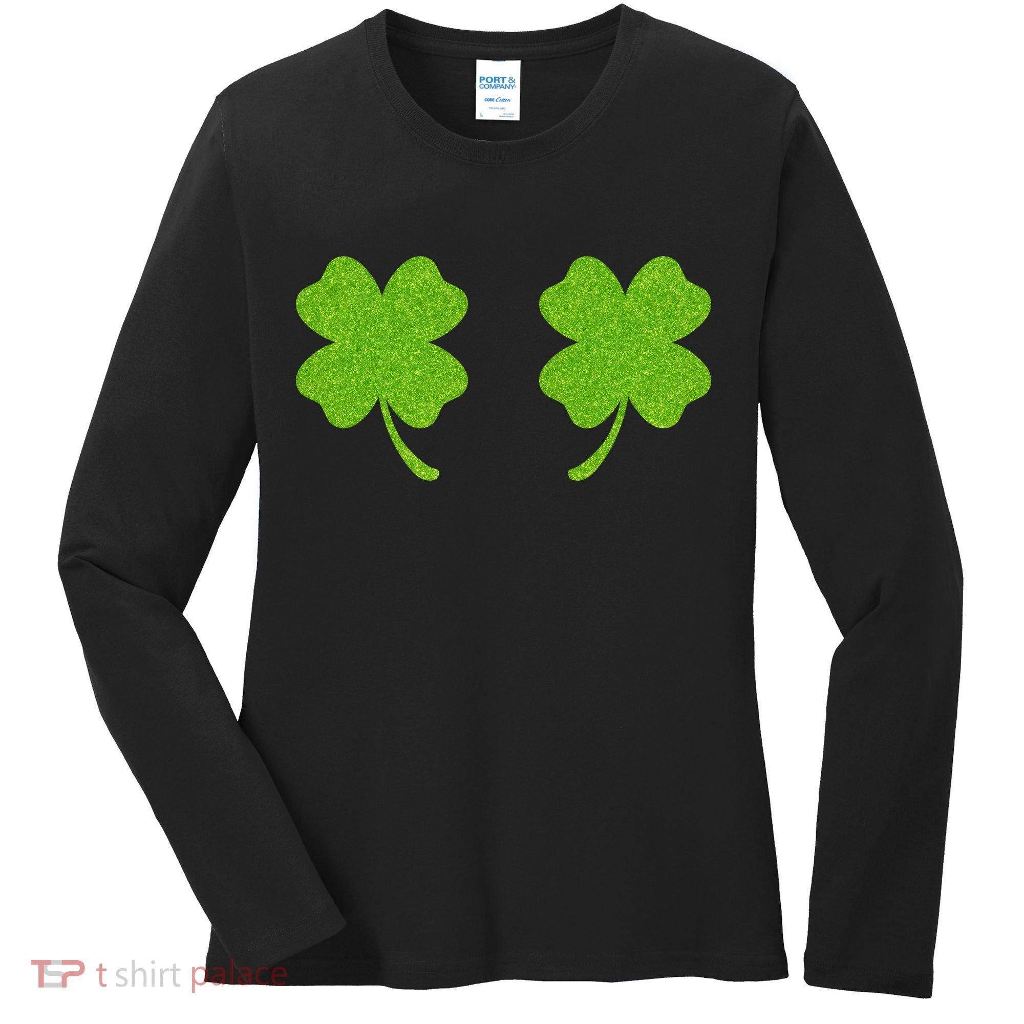 Shamrock Censors Boobs Women's Long Sleeve Shirt