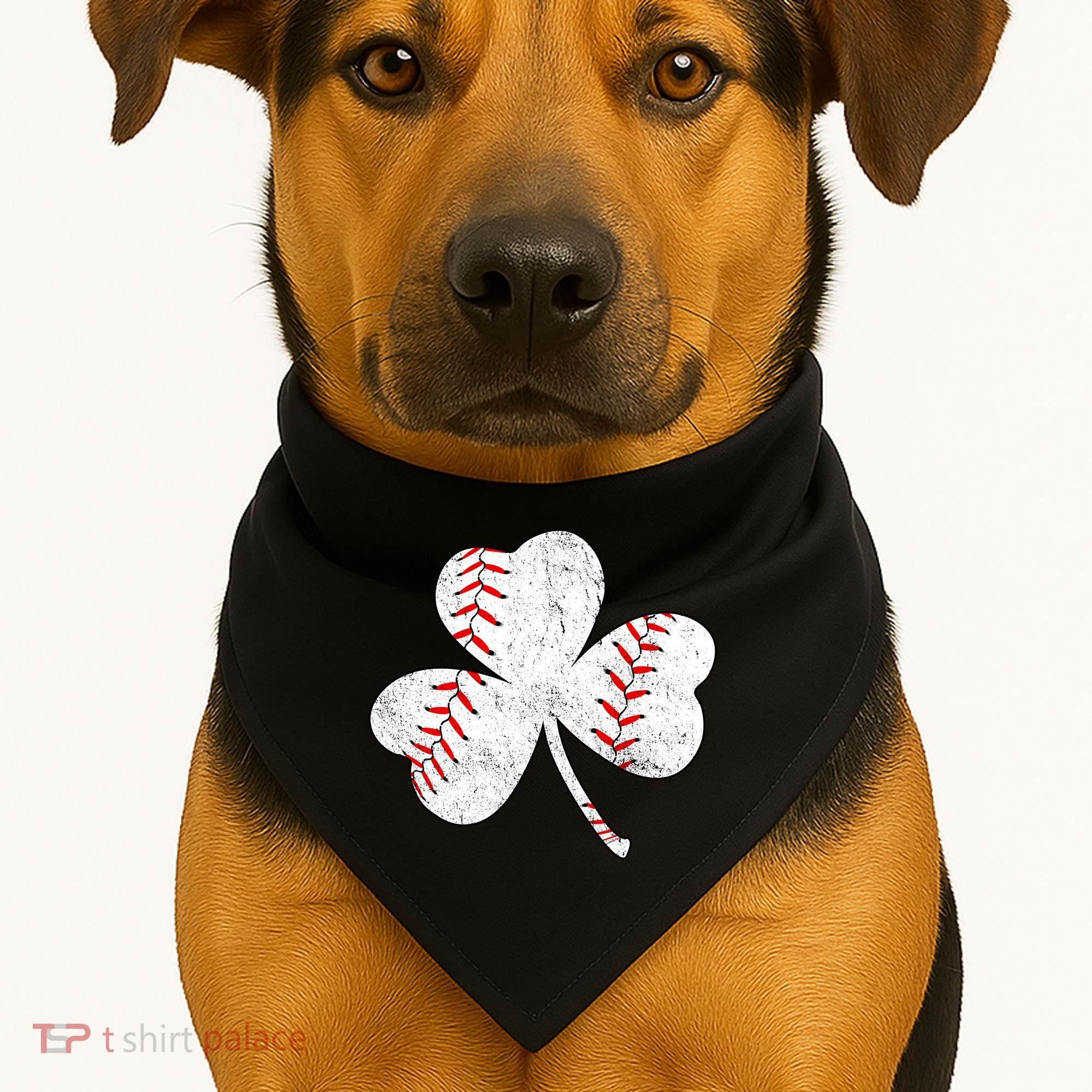 Shamrock Clover Leaf Baseball USA-Made Doggie Bandana