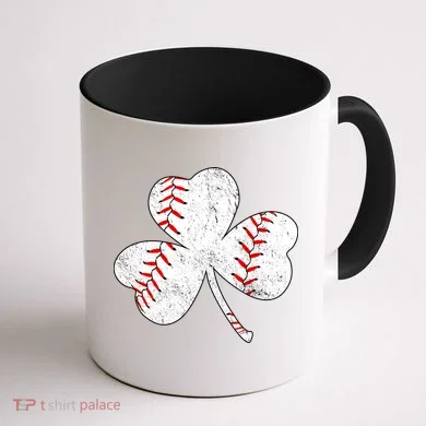 Shamrock Clover Leaf Baseball Coffee Mug back
