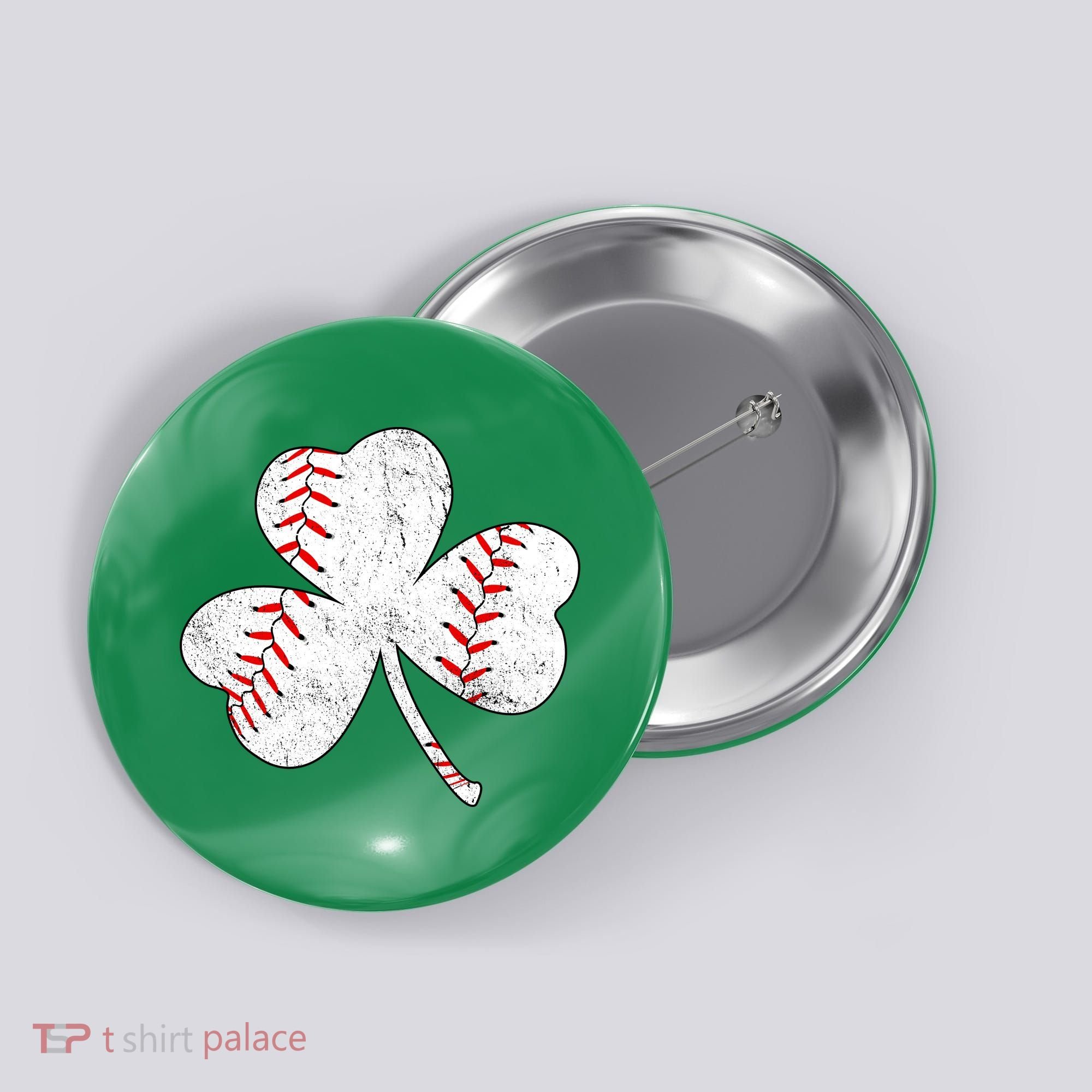 Shamrock Clover Leaf Baseball Button