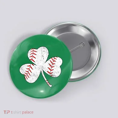 Shamrock Clover Leaf Baseball Button
