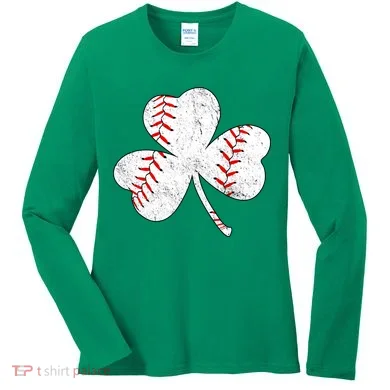 Shamrock Clover Leaf Baseball Women's Long Sleeve Shirt