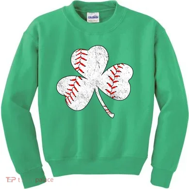 Shamrock Clover Leaf Baseball Kids Sweatshirt