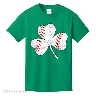Shamrock Clover Leaf Baseball Kids T-Shirt