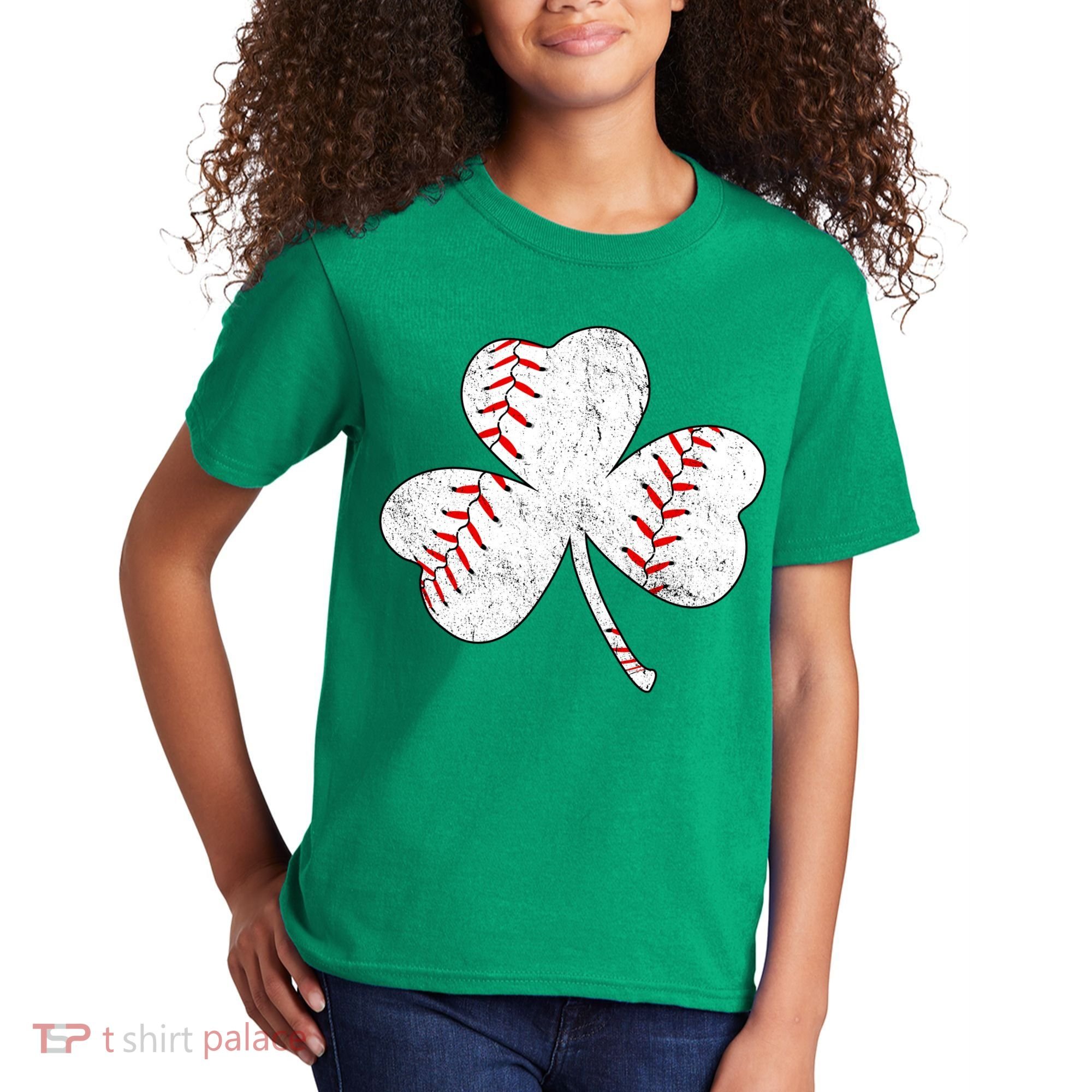 Shamrock Clover Leaf Baseball Kids T-Shirt