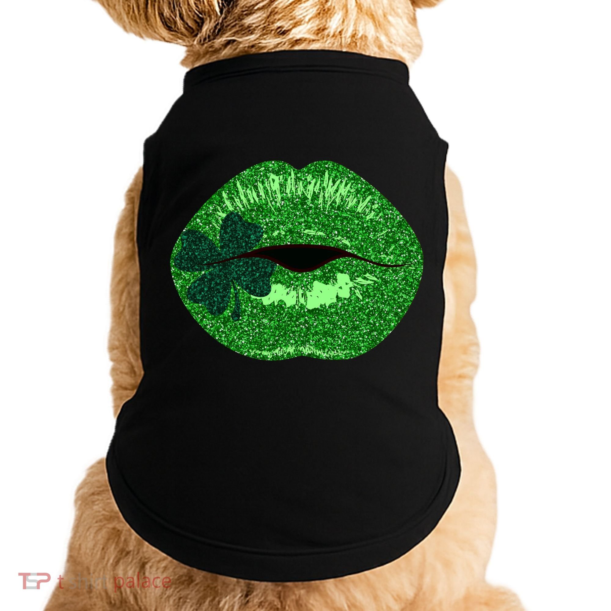 Shamrock Irish Clover Lips Doggie Tank