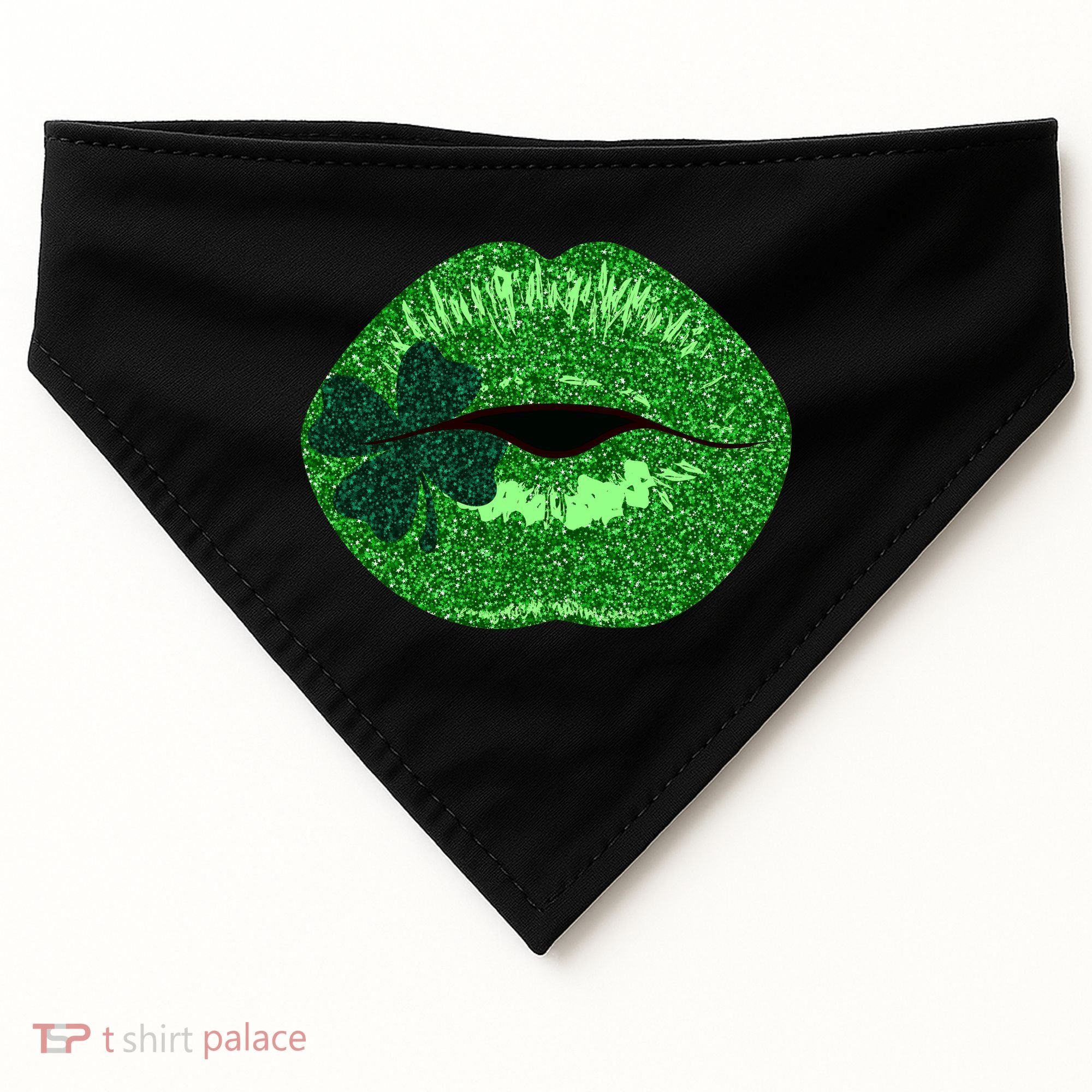 Shamrock Irish Clover Lips USA-Made Doggie Bandana