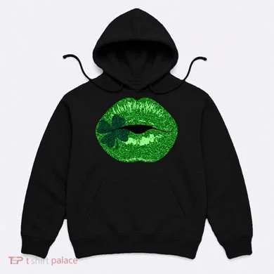 Shamrock Irish Clover Lips Hoodie