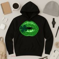 Shamrock Irish Clover Lips Hoodie thumb 3