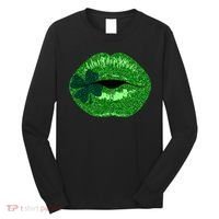 Shamrock Irish Clover Lips Long Sleeve Shirt thumb 0