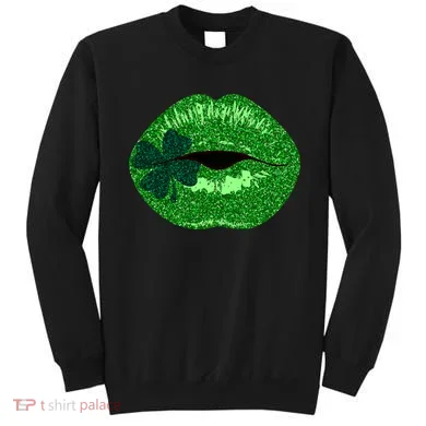Shamrock Irish Clover Lips Sweatshirt