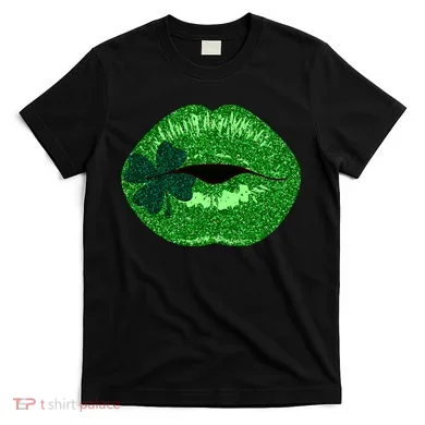 Shamrock Irish Clover Lips T-Shirt
