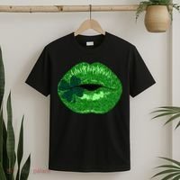 Shamrock Irish Clover Lips T-Shirt thumb 2
