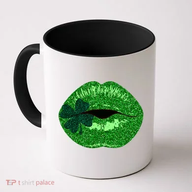 Shamrock Irish Clover Lips Coffee Mug