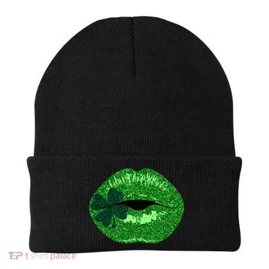 Shamrock Irish Clover Lips Beanie