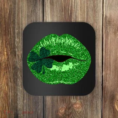 Shamrock Irish Clover Lips Coaster