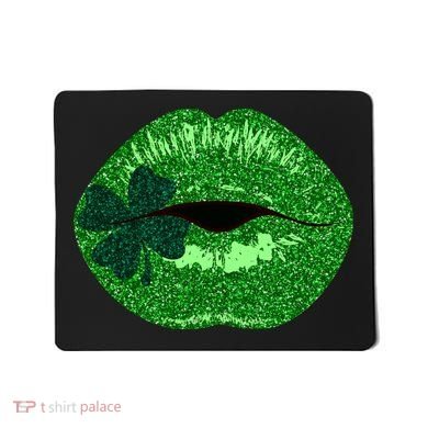 Shamrock Irish Clover Lips Mousepad