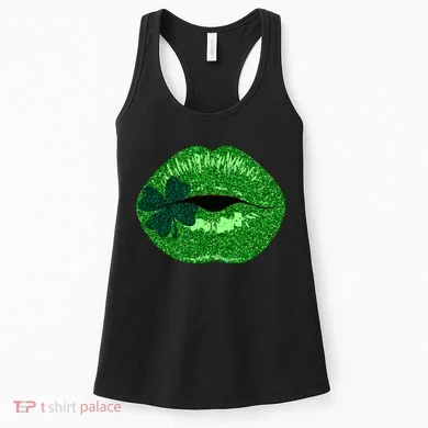 Shamrock Irish Clover Lips Women's Tank Top