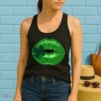 Shamrock Irish Clover Lips Women's Tank Top thumb 2