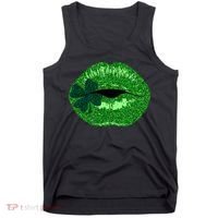Shamrock Irish Clover Lips Tank Top thumb 0