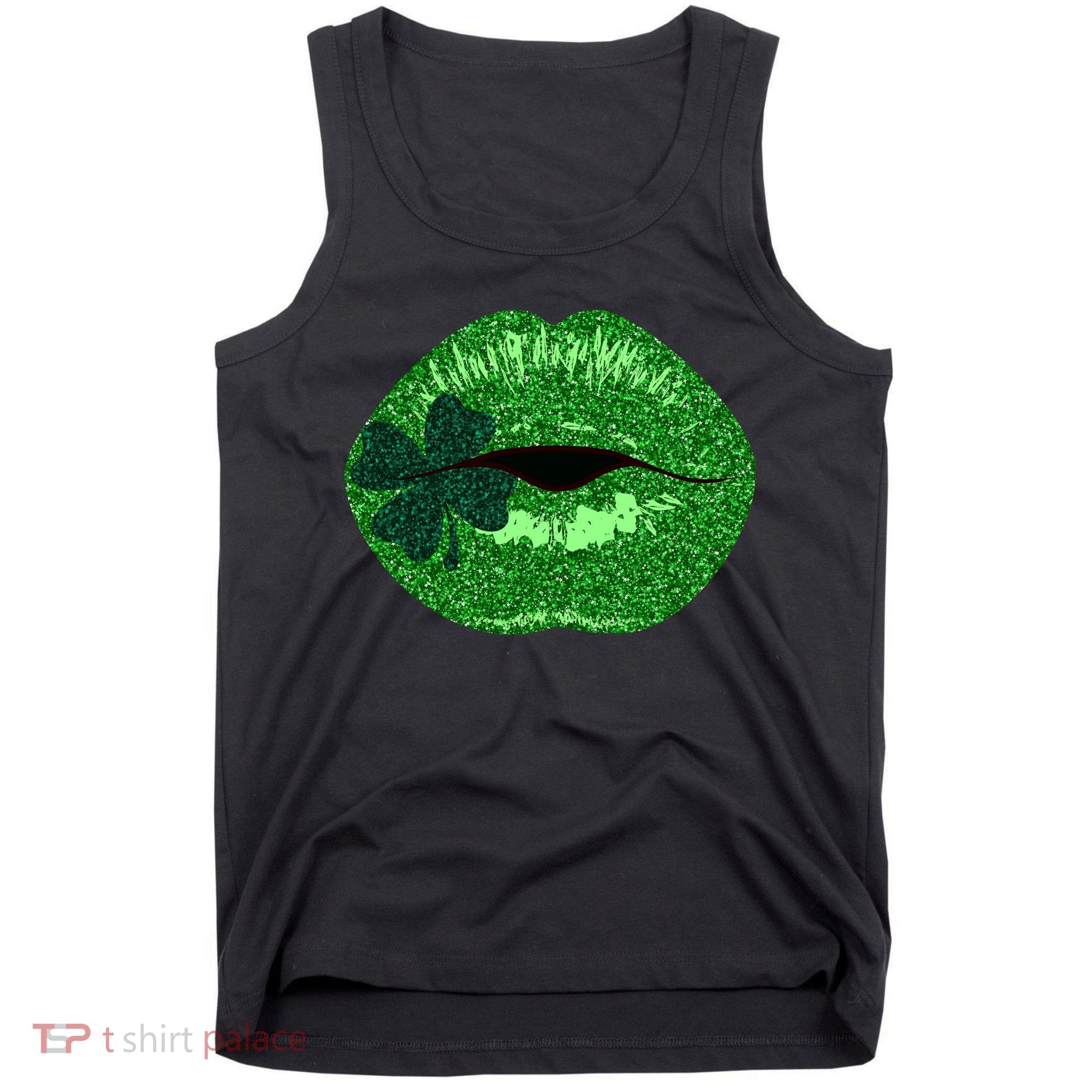 Shamrock Irish Clover Lips Tank Top