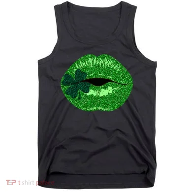 Shamrock Irish Clover Lips Tank Top