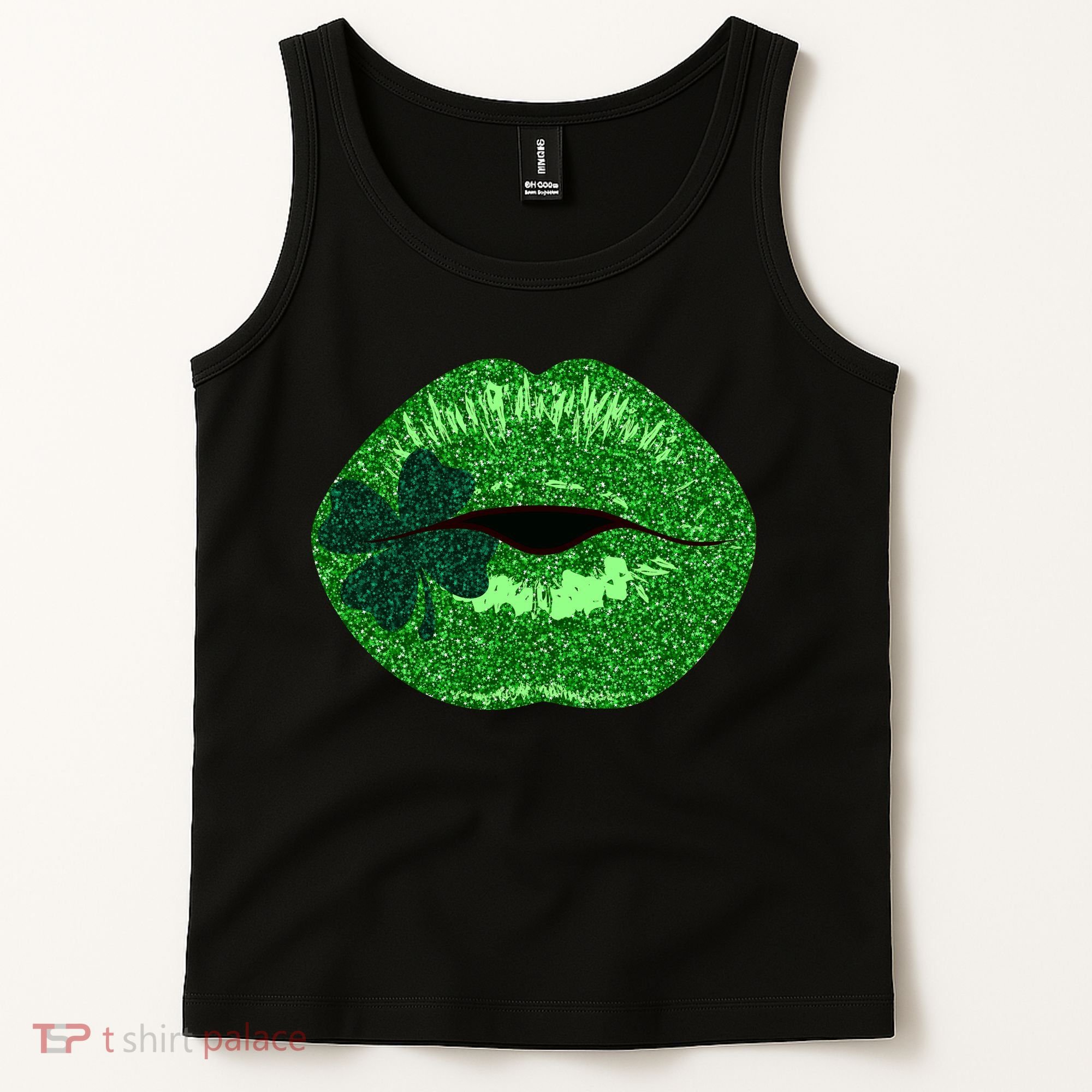 Shamrock Irish Clover Lips Tank Top