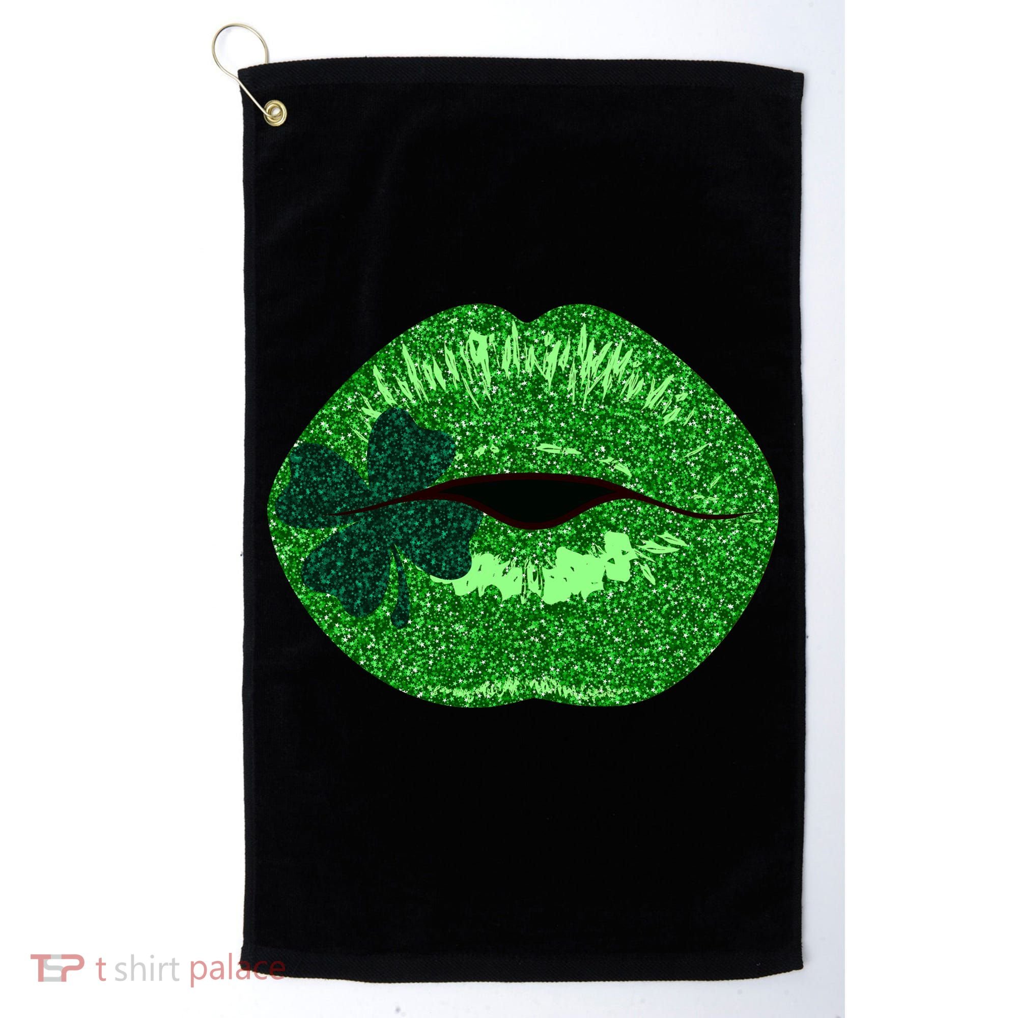 Shamrock Irish Clover Lips Golf Towel