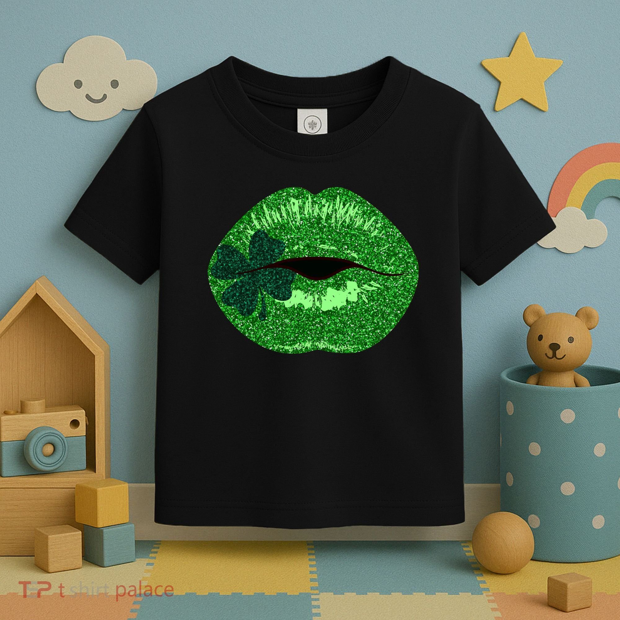 Shamrock Irish Clover Lips Toddler T-Shirt