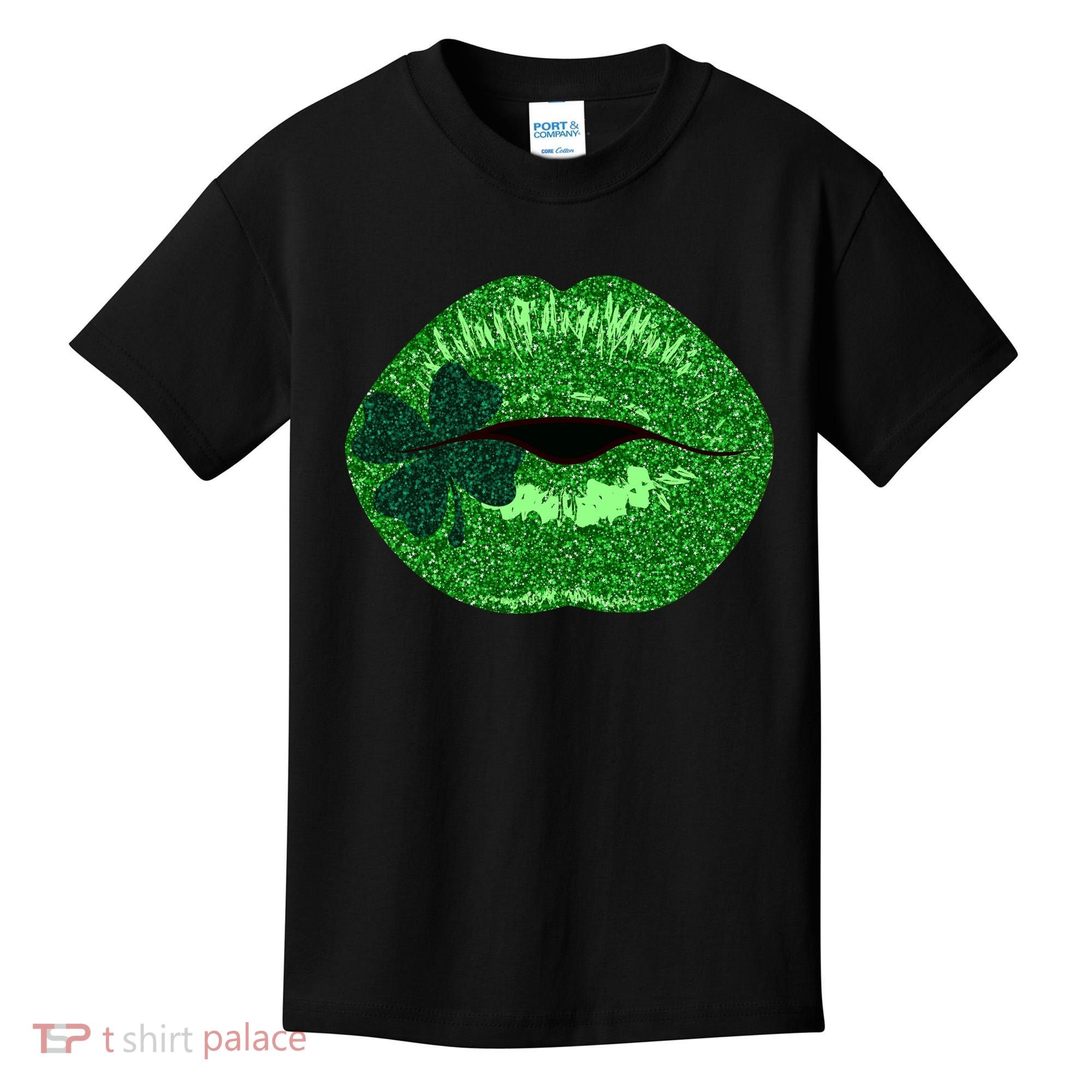 Shamrock Irish Clover Lips Kids T-Shirt