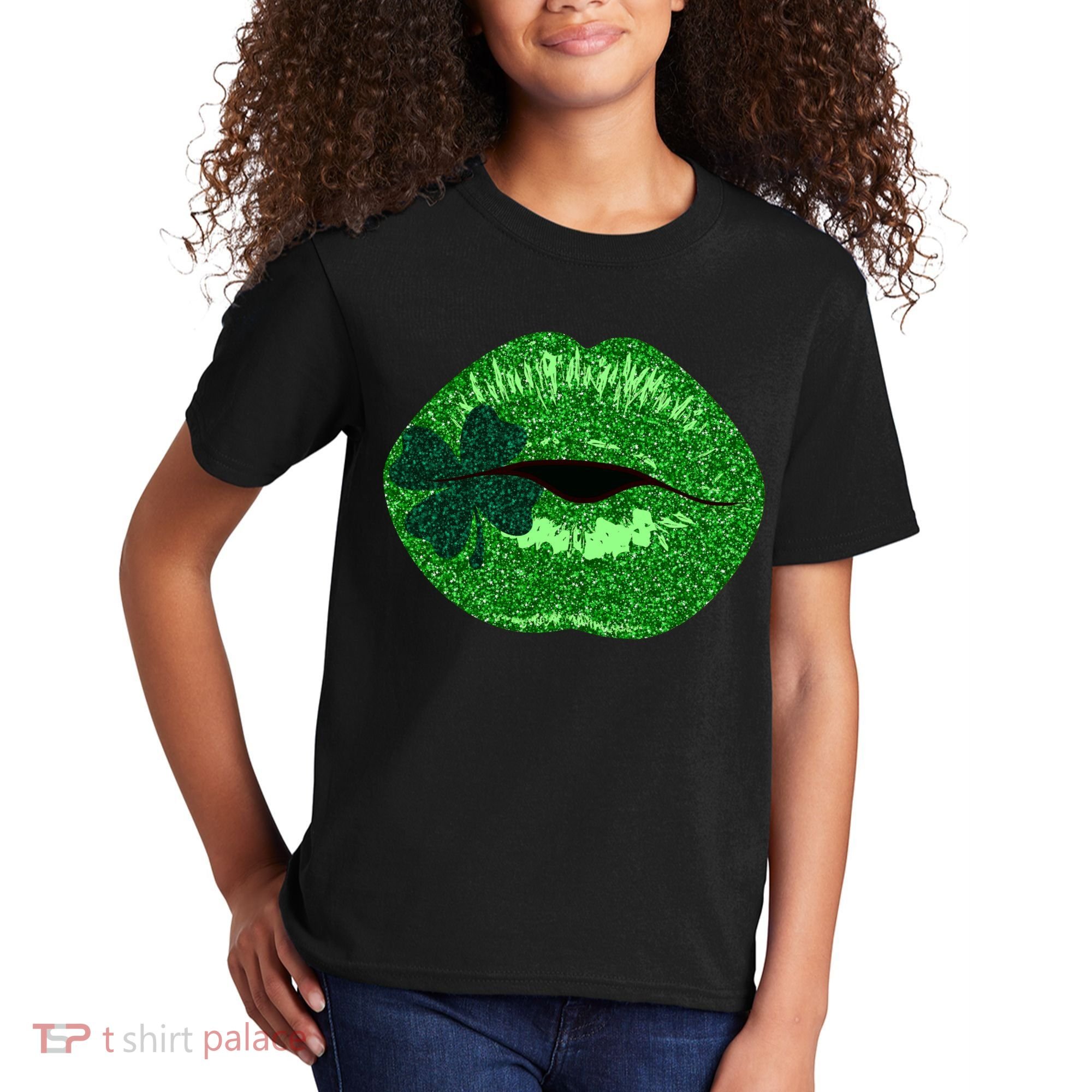 Shamrock Irish Clover Lips Kids T-Shirt
