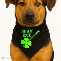 Shamrock Rocks Guitar Irish Clover USA-Made Doggie Bandana thumb 1