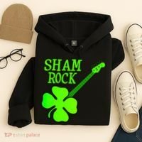 Shamrock Rocks Guitar Irish Clover Hoodie thumb 4