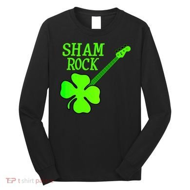 Shamrock Rocks Guitar Irish Clover Long Sleeve Shirt