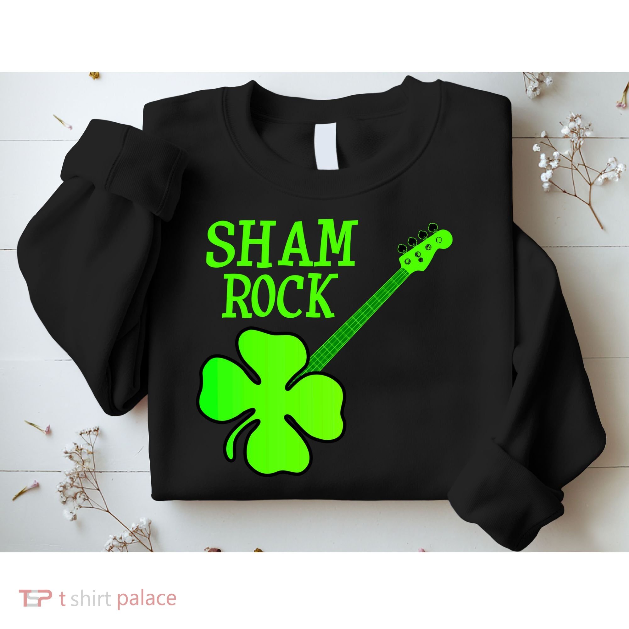 Shamrock Rocks Guitar Irish Clover Sweatshirt