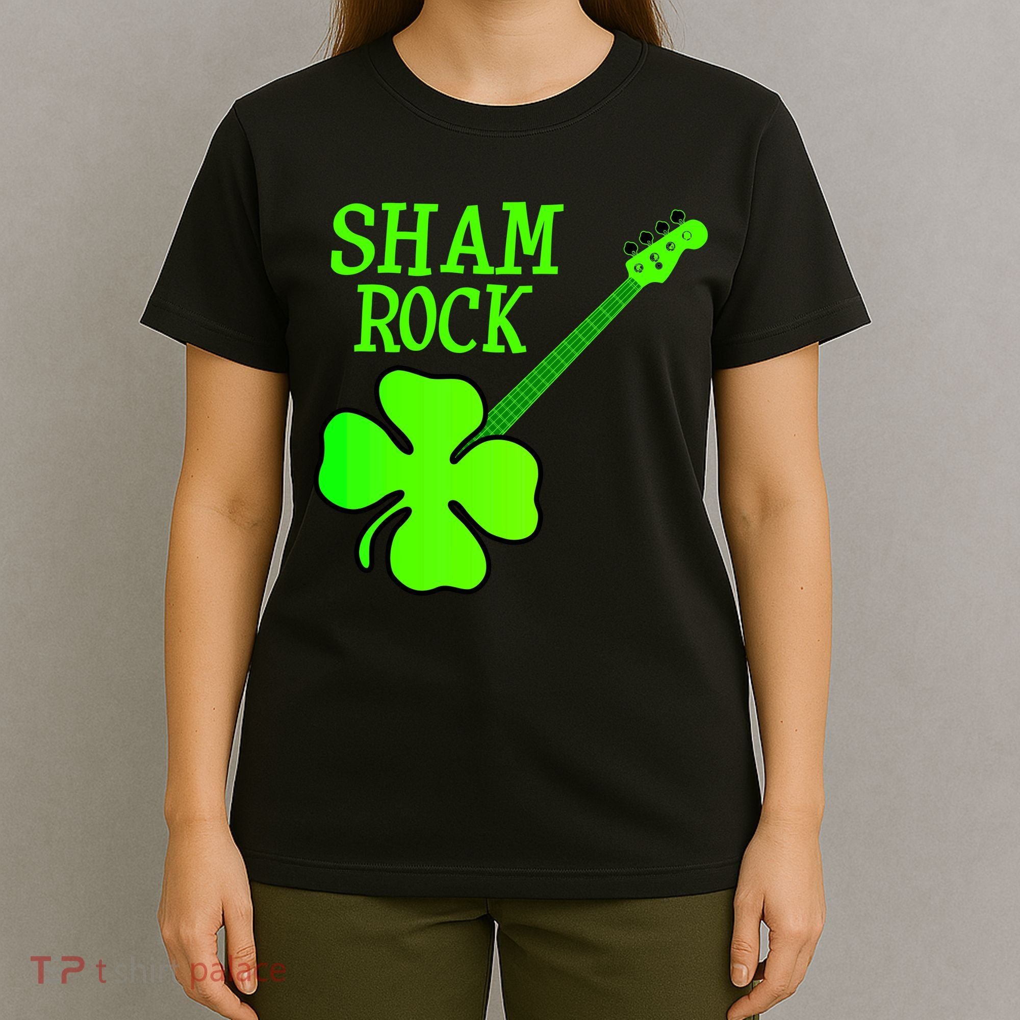Shamrock Rocks Guitar Irish Clover T-Shirt
