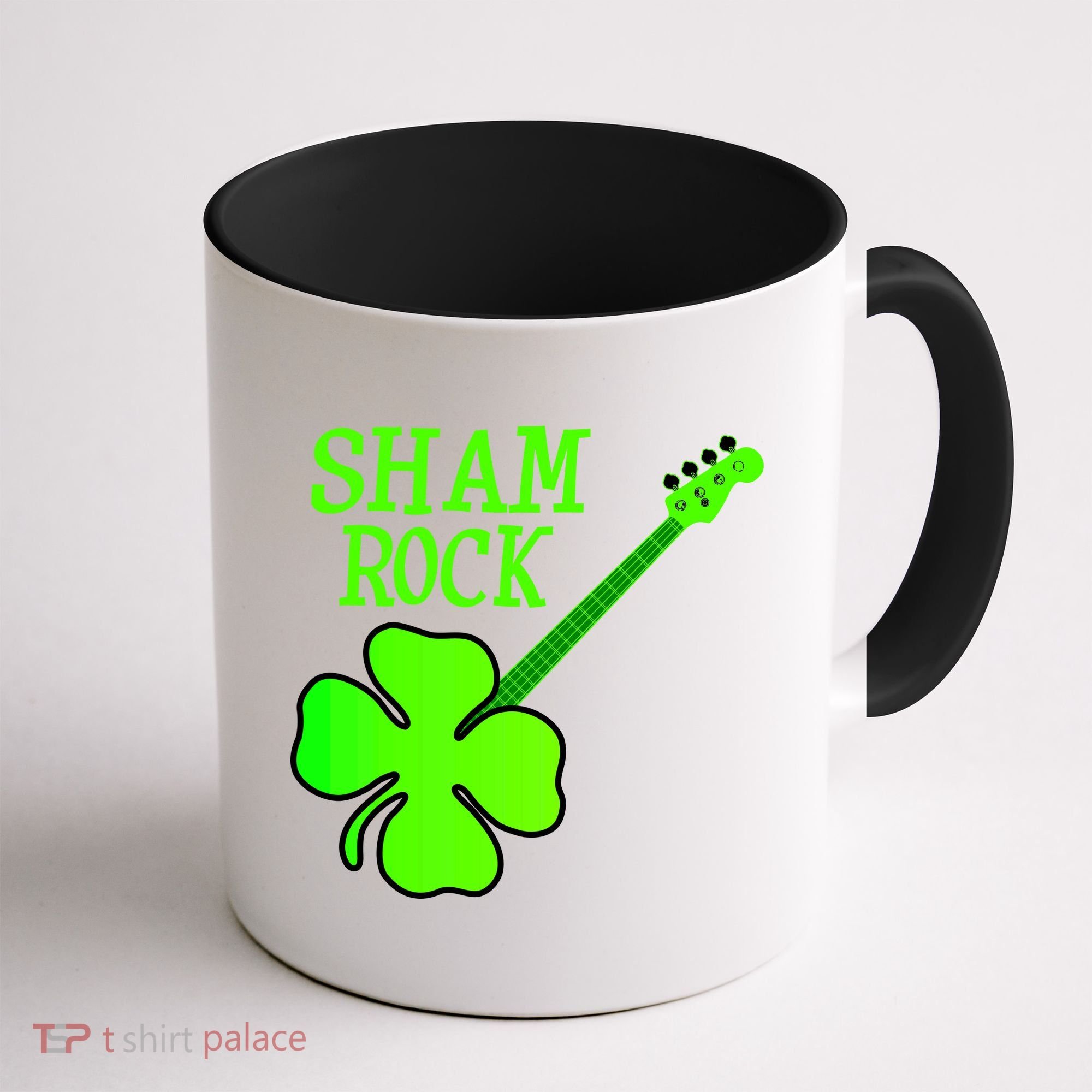 Shamrock Rocks Guitar Irish Clover Coffee Mug