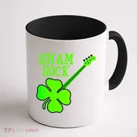 Shamrock Rocks Guitar Irish Clover Coffee Mug thumb 1