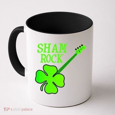 Shamrock Rocks Guitar Irish Clover Coffee Mug