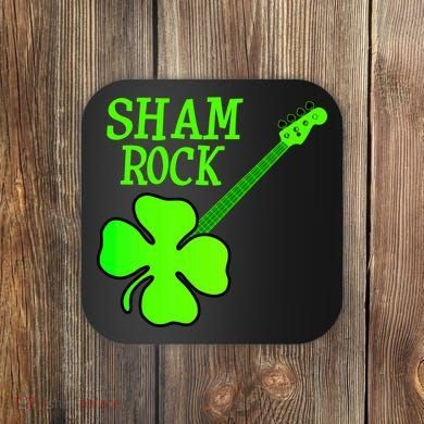 Shamrock Rocks Guitar Irish Clover Coaster