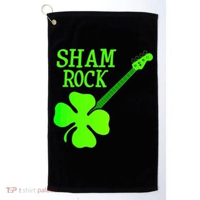 Shamrock Rocks Guitar Irish Clover Golf Towel