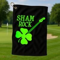Shamrock Rocks Guitar Irish Clover Golf Towel thumb 1