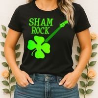 Shamrock Rocks Guitar Irish Clover Women's T-Shirt thumb 2